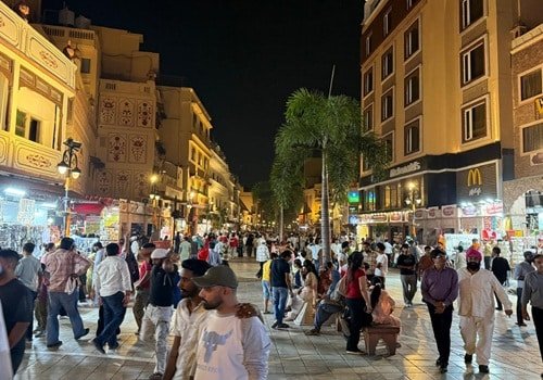 Heritage Street Amritsar illuminated with golden lights at night